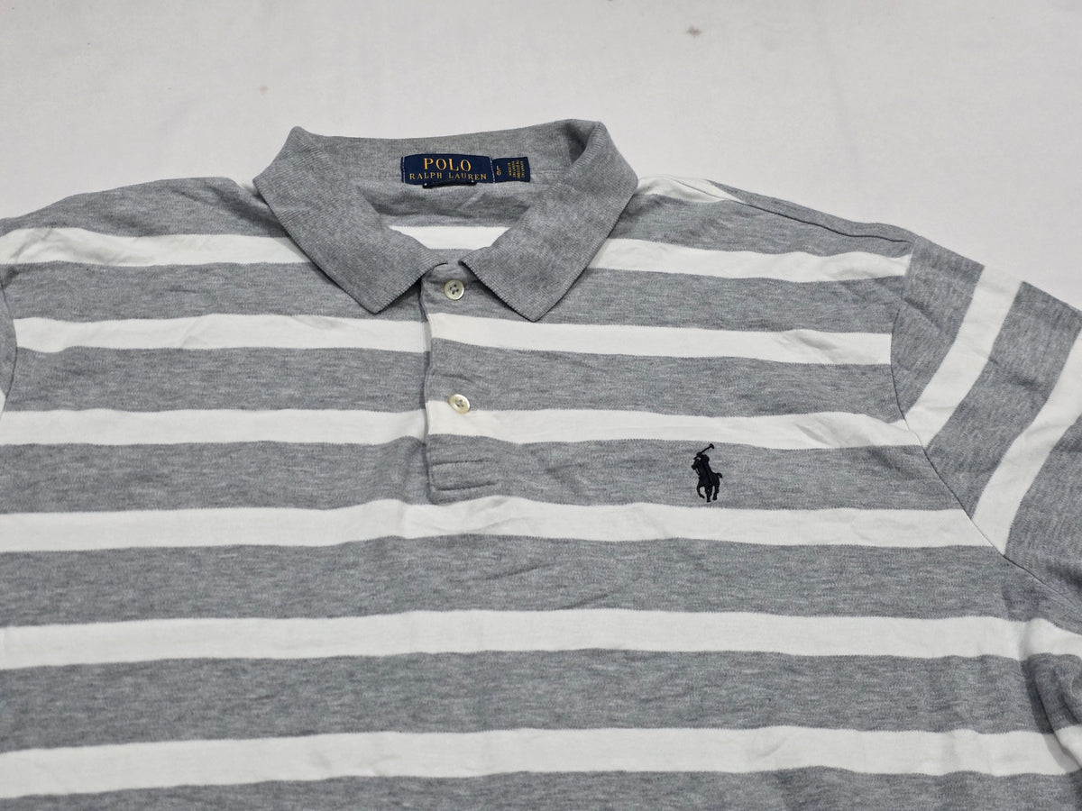 Playera Polo Ralph Lauren Grande L Gris Y Blanco Pony Azul