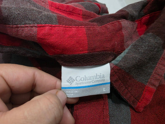Camisa Columbia Grande L Cuadro Rojo Y Gris