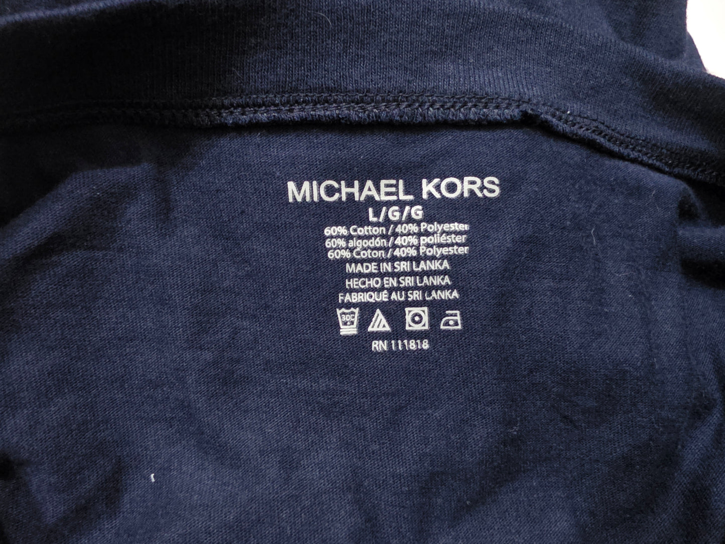 Playera Michael Kors Grande L Azul Manga Larga