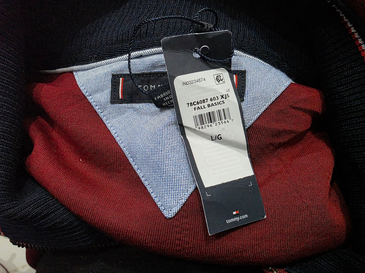 Sueter Tommy Hilfiger Grande L Vino Cierre Corto (NUEVO)