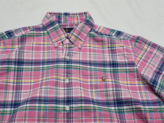 Camisa Ralph Lauren Xgrande Xl Rosa Cuadro Pony Colores (Usado)