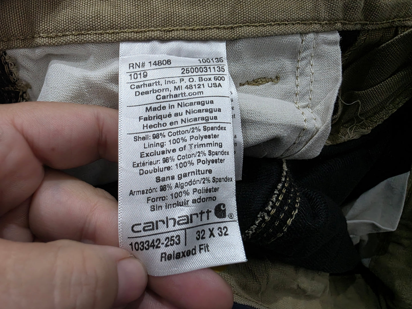 Pantalon Carhartt 32x32 Relaxed Fit Cafe Forro Interno (Usado)