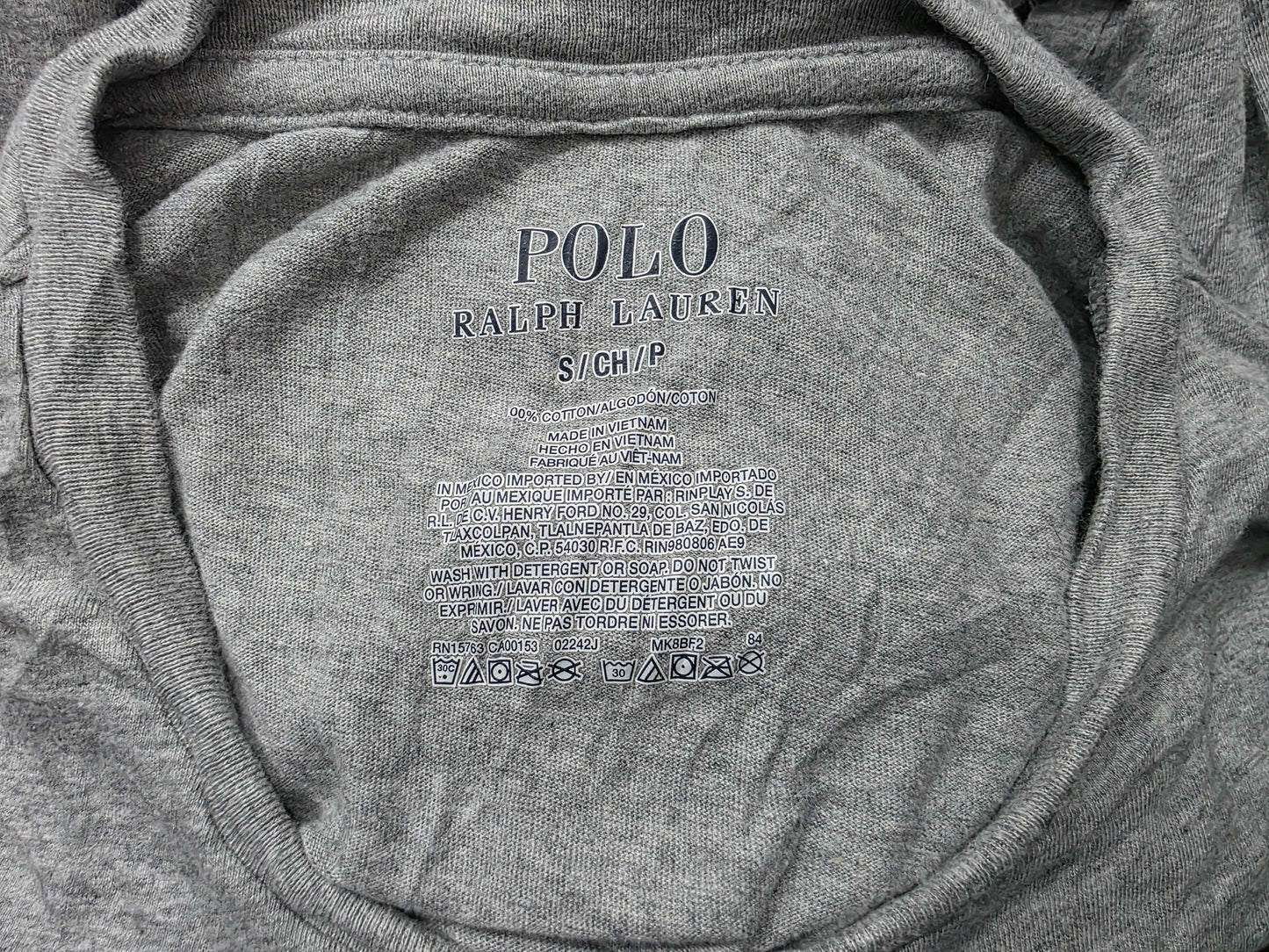 Playera Ralph Lauren Bear Oso Chico S Gris Manga Larga (Usado)