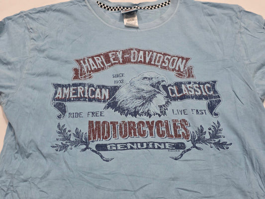 Playera Harley Davidson Grande L Azul Claro Green River (Usado)