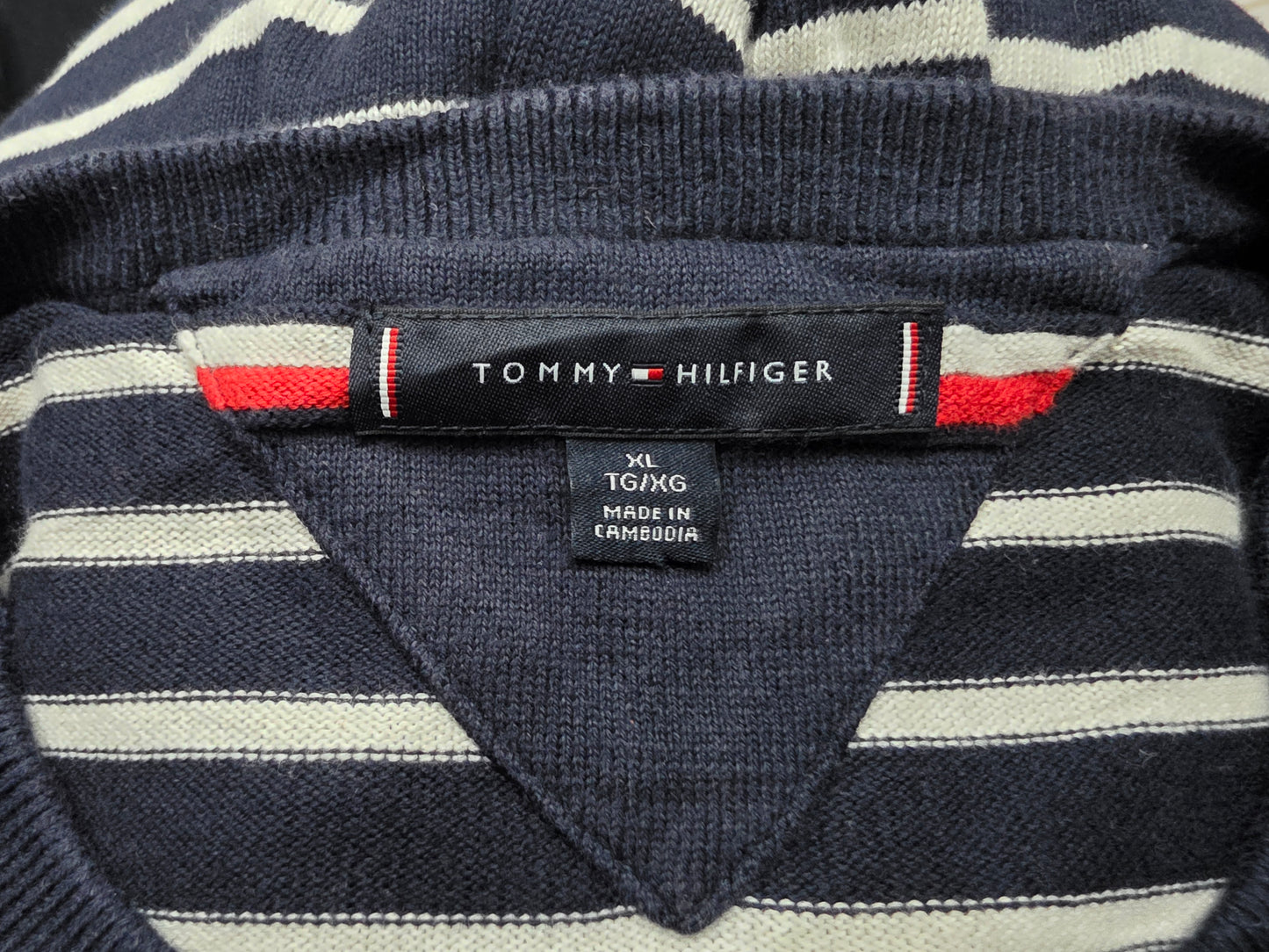Sueter Tommy Hilfiger Xgrande Xl Azul Y Blanco Lineas (Usado)