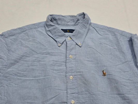 Camisa Manga Corta Ralph Lauren 2xl Azul Cielo Pony Colores (Usado)