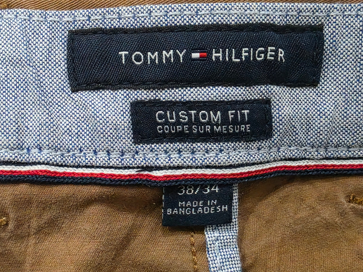 Pantalon Custom Fit Tommy Hilfiger 38x34 Cafe Deslavado