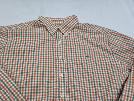 Camisa Vineyard Vines Xgrande Xl Cuadro Naranja Y Verde