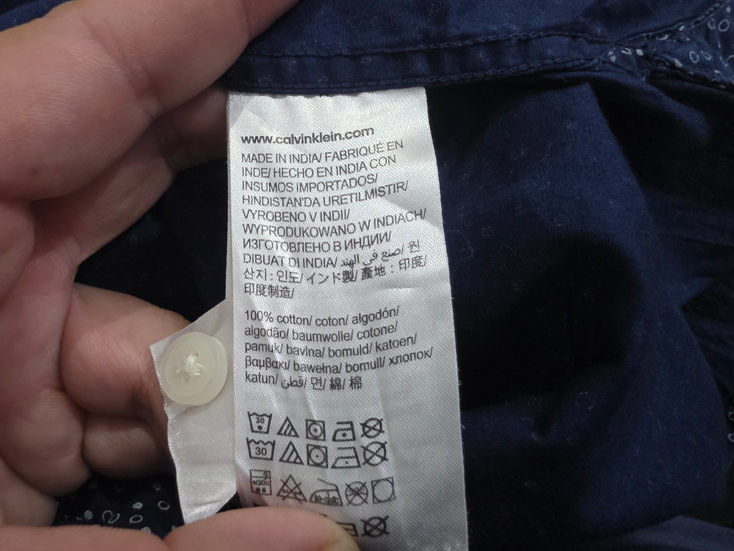 Camisa Calvin Klein Chico S Azul Marino Puntos Manga Corta