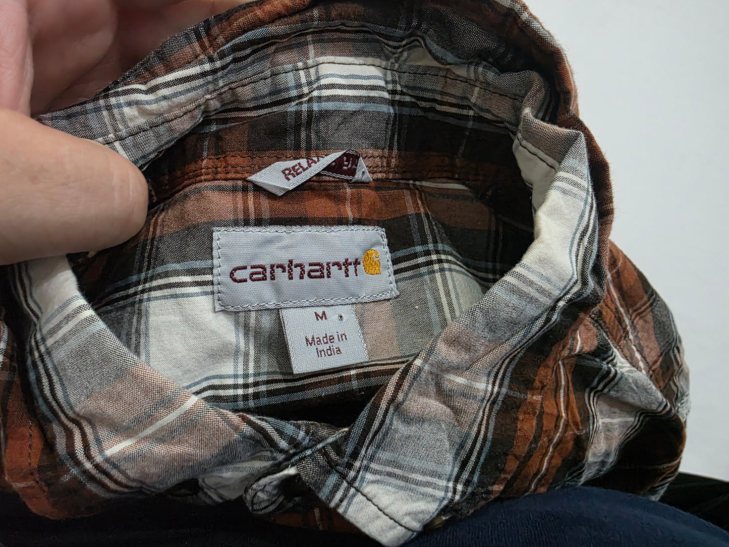 Camisa Carhartt Medianam Cuadro Ladrillo Y Blanco Manga Cort