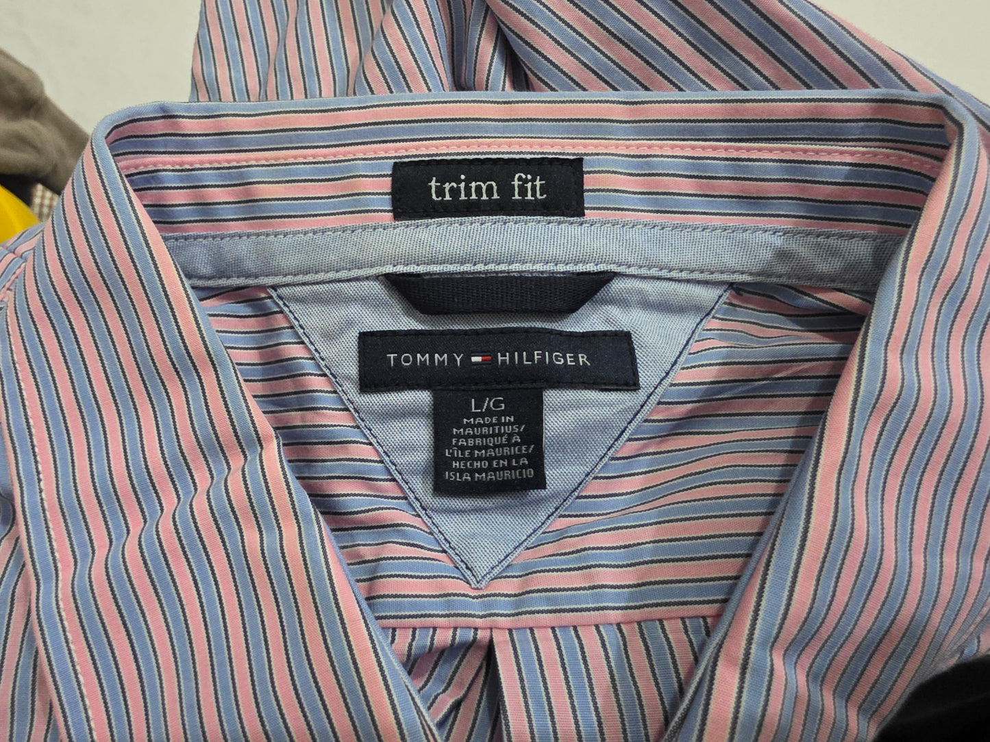 Camisa Tommy Hilfiger Grande L Rosa Y Azul Lineas