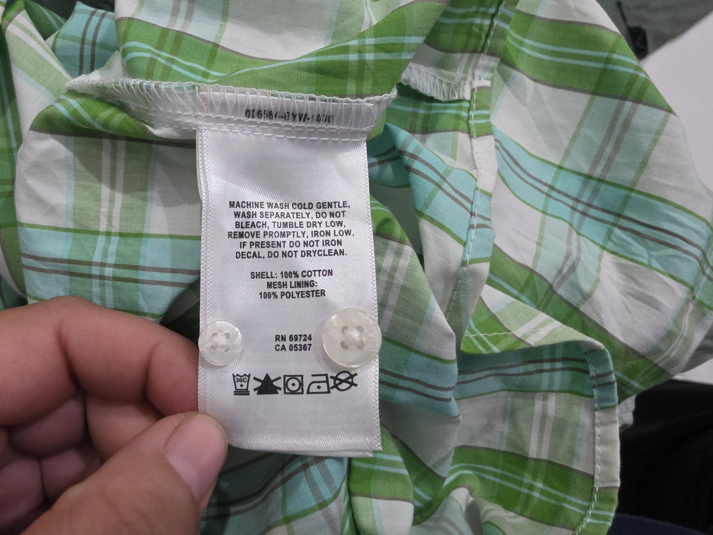 Camisa Manga Corta Columbia Grande L Cuadro Verde
