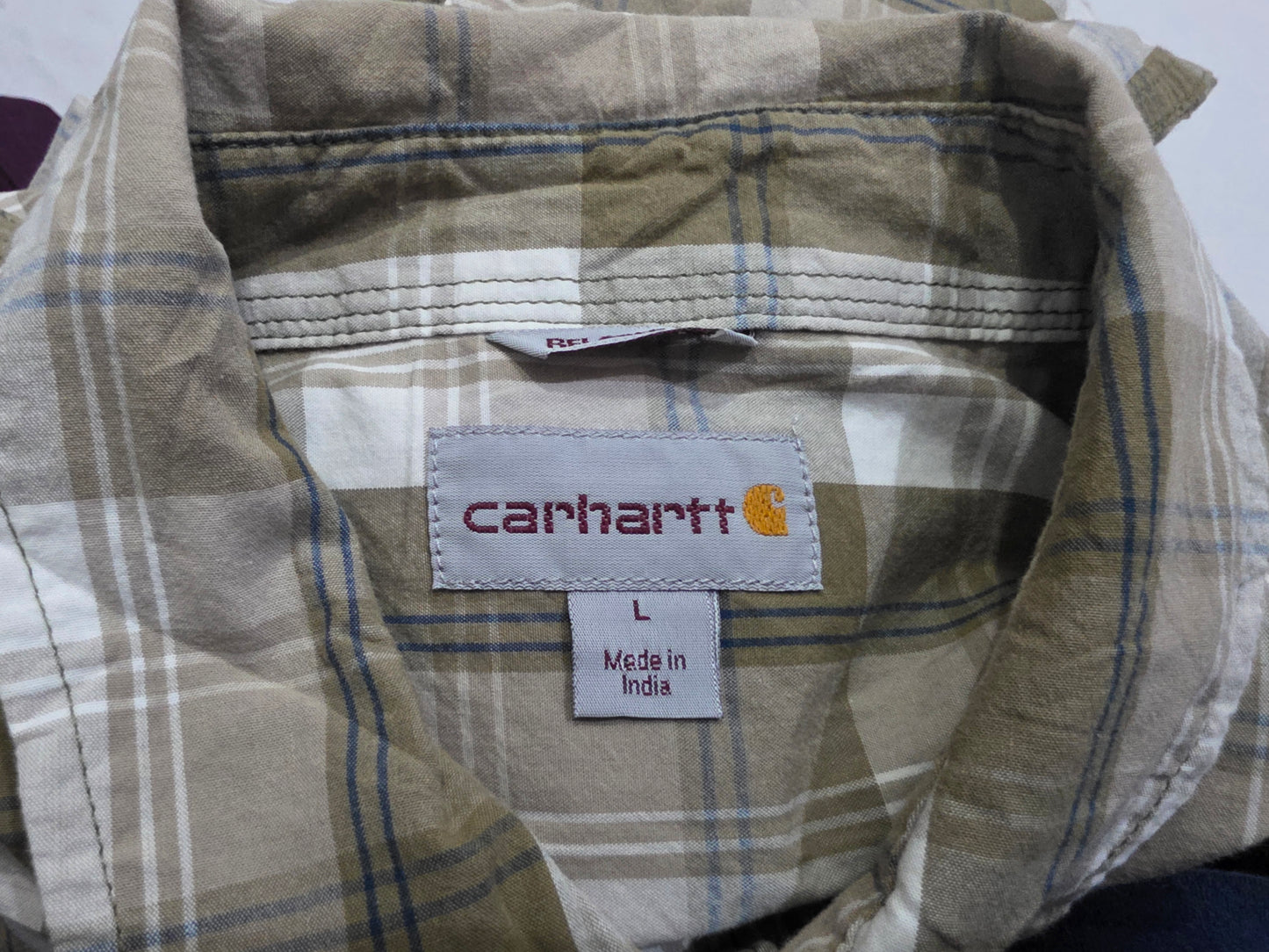 Camisa Carhartt Grande L Cuadro Cafe Manga Corta