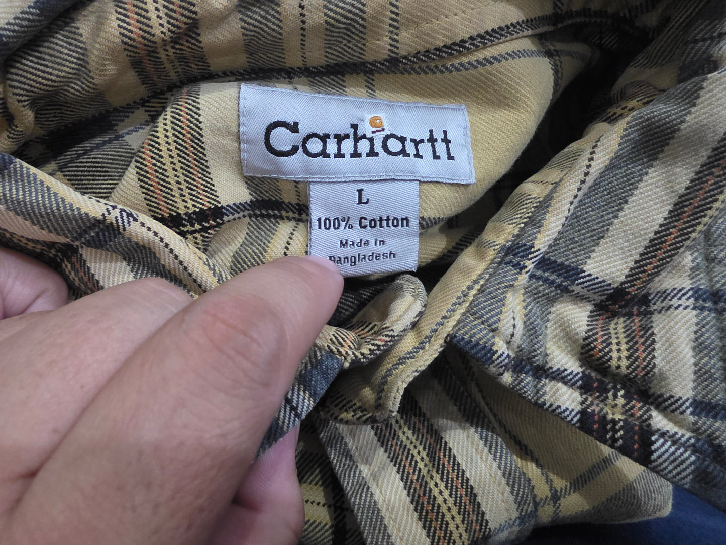 Camisa Carhartt Grande L Cuadro Mostaza Y Cafe