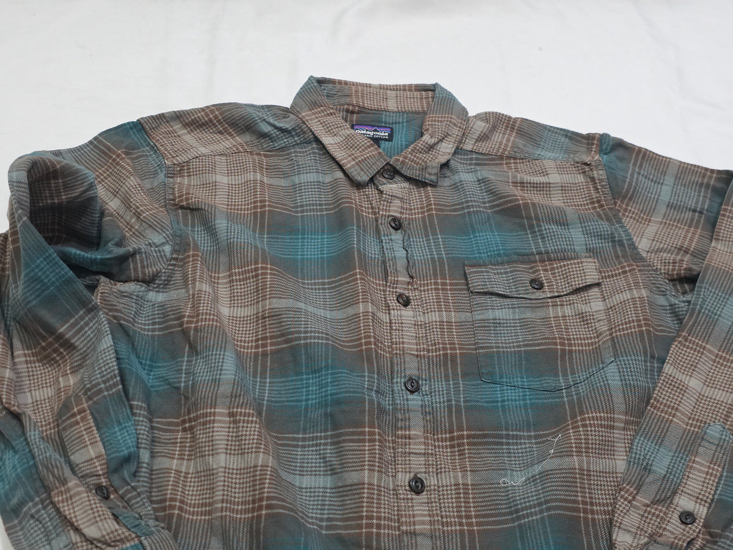 Camisa Patagonia Grande L Cuadro Cafe Y Verde Franela