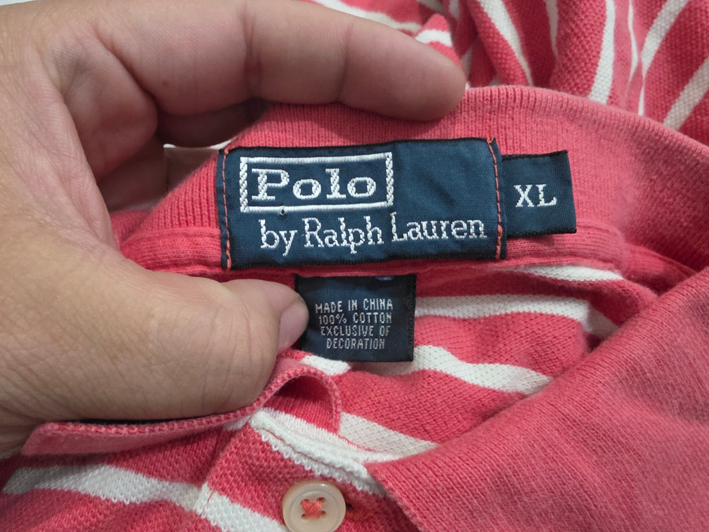 Playera Polo Ralph Lauren Xgrande Xl Coral Y Blanco Lineas