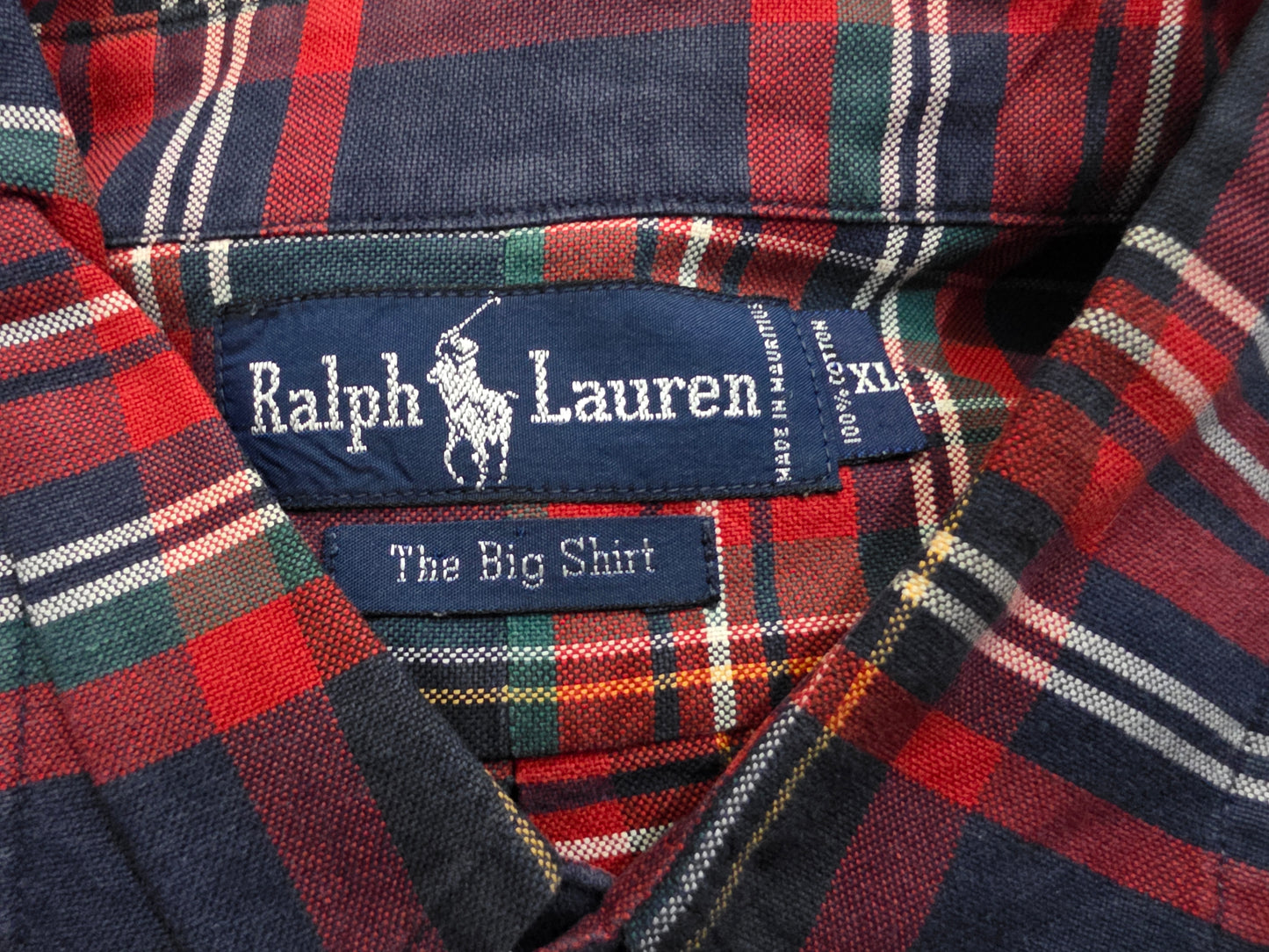 Camisa Ralph Lauren Xgrande Xl Cuadro Rojo Y Azul Big Shirt