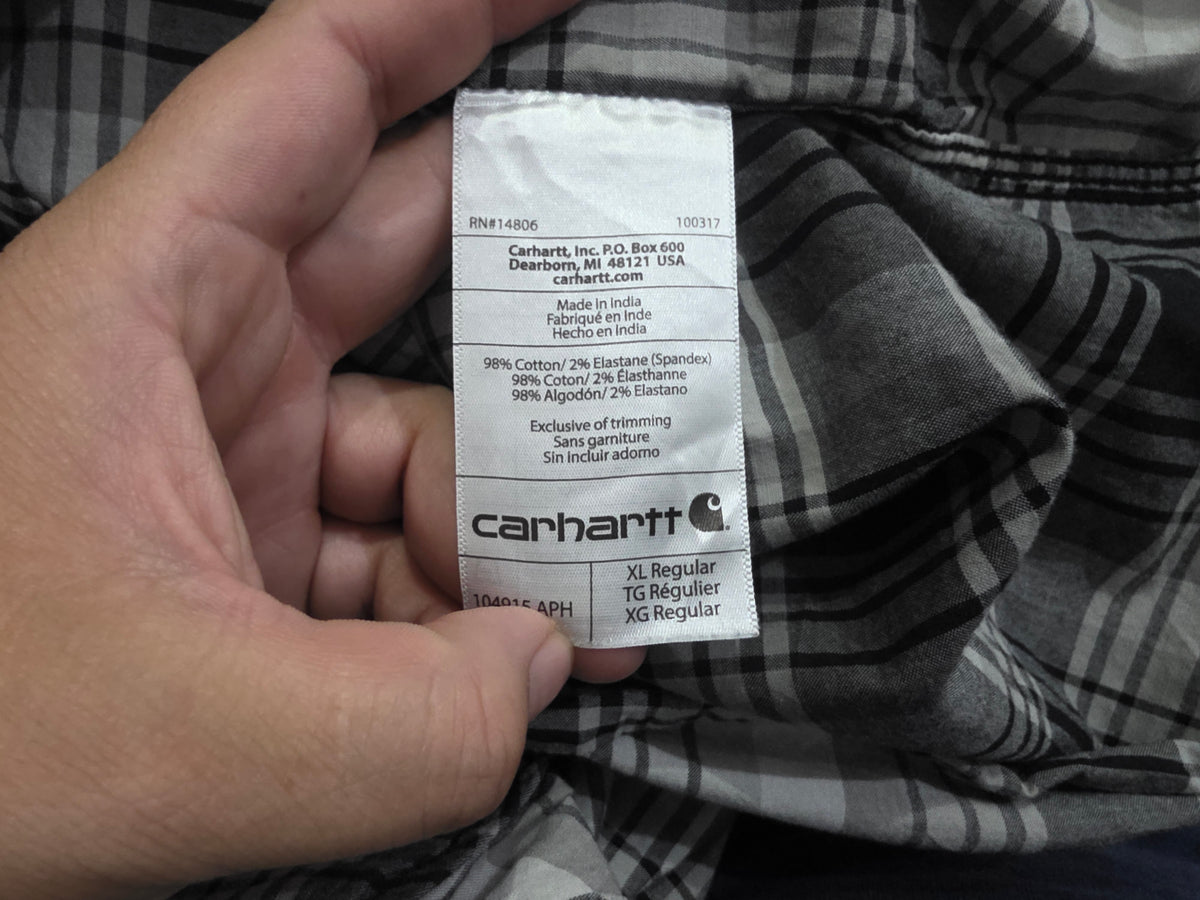 Camisa Carhartt Xgrande Xl Cuadro Negro Y Gris