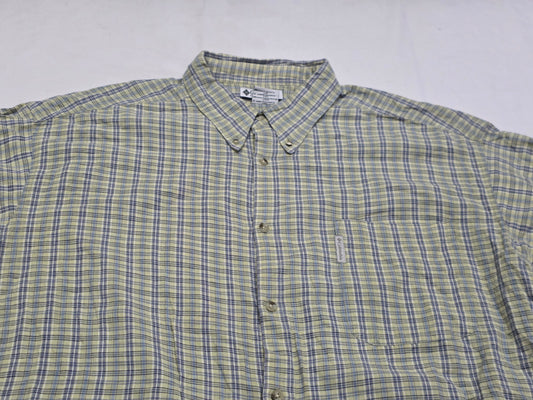 Camisa Columbia 2xl Cuadro Verde Y Azul Manga Corta