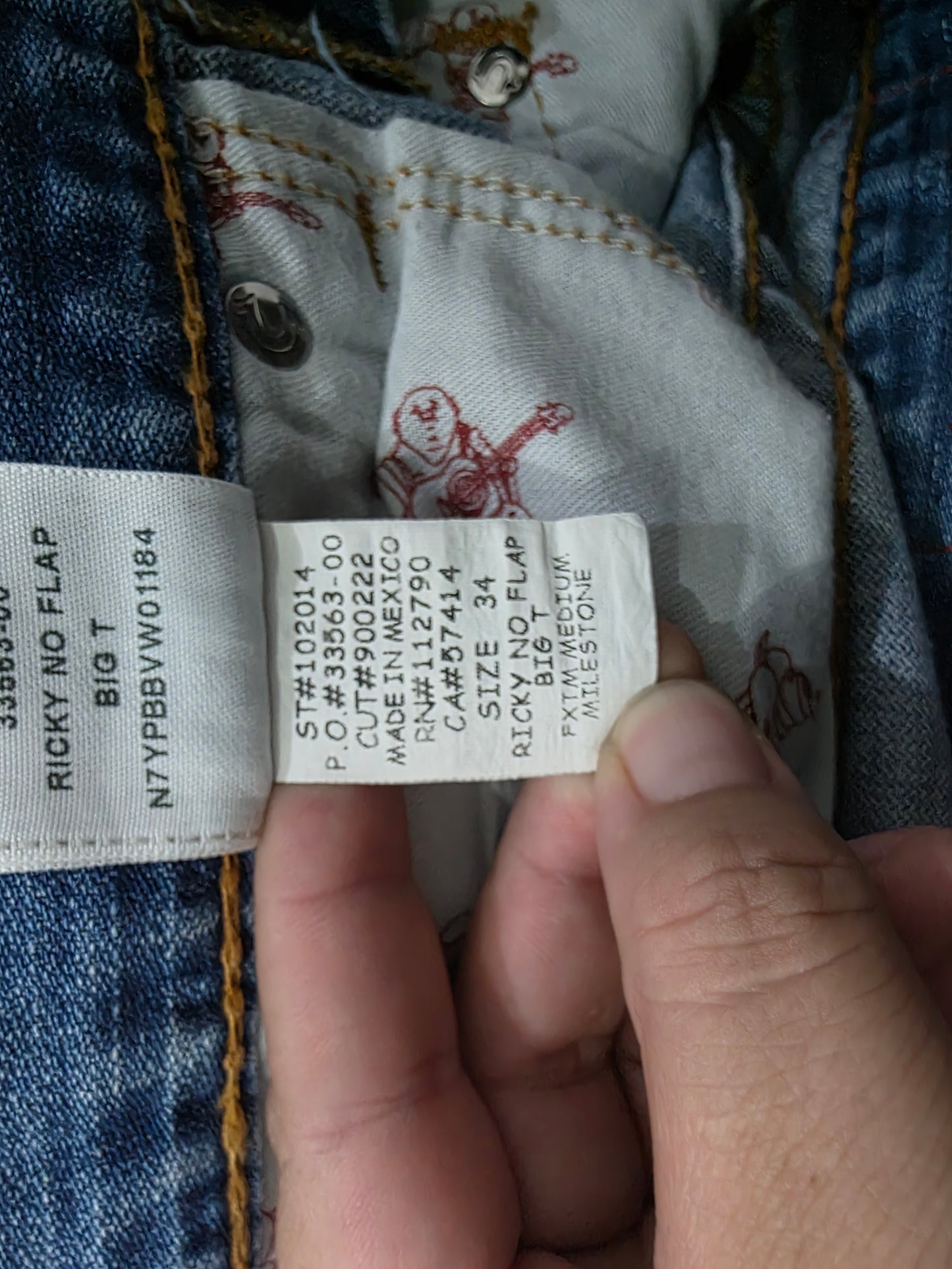 Pantalon True Religion Ricky Relaxed Straight 34 Azul Claro