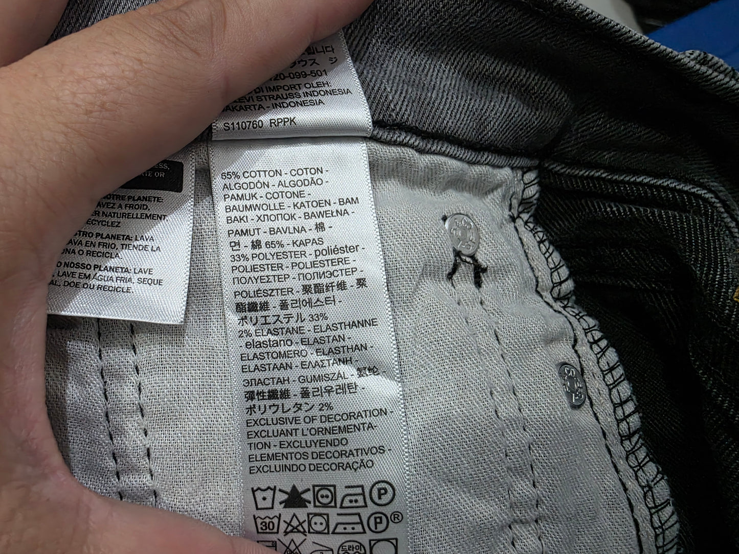 Pantalon Slim Fit Levis 511 29x32 Gris Deslavado
