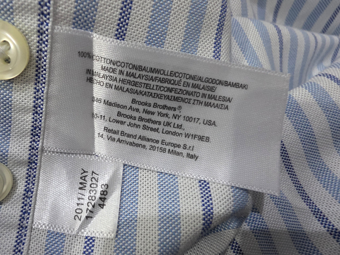 Camisa Brooks Brothers Adolescente Xl Azul Lineas