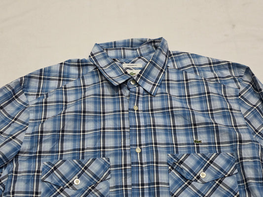 Camisa Lacoste Grande L 42 Moderm Fit Cuadro Azul