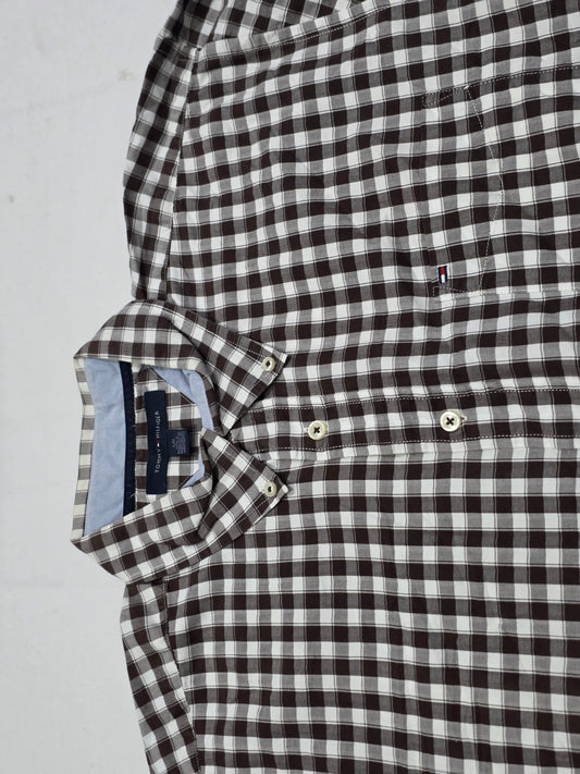 Camisa Tommy Hilfiger Grande L Cuadro Cafe