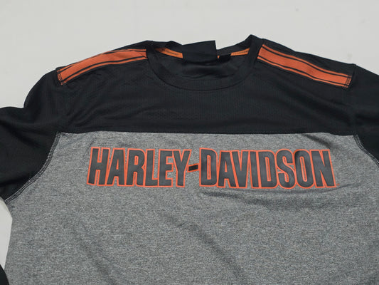 Playera Harley Davidson Grande L Gris Manga Larga
