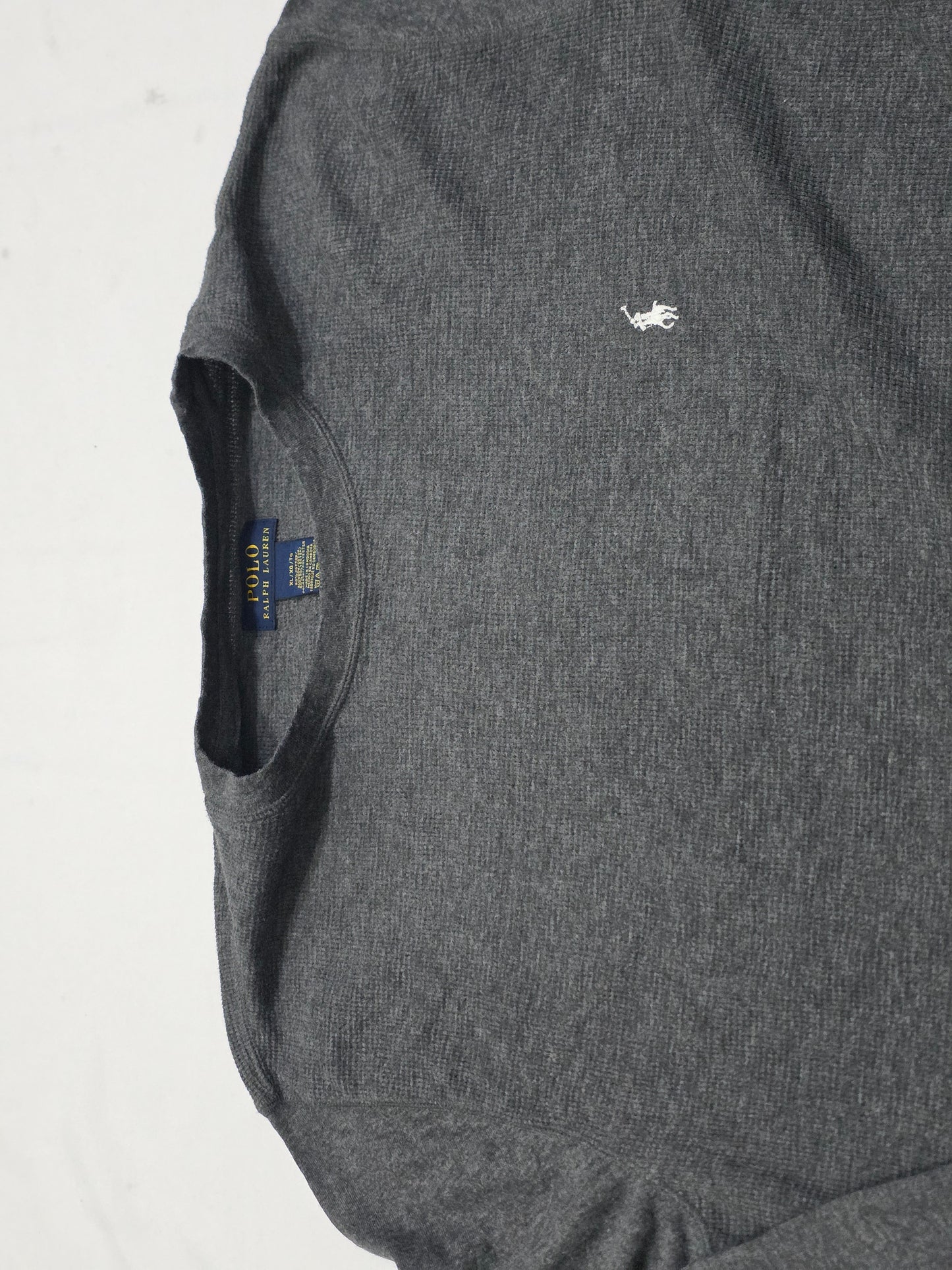 Playera Ralph Lauren Xgrande Xl Gris Pony Blanco Manga Larga