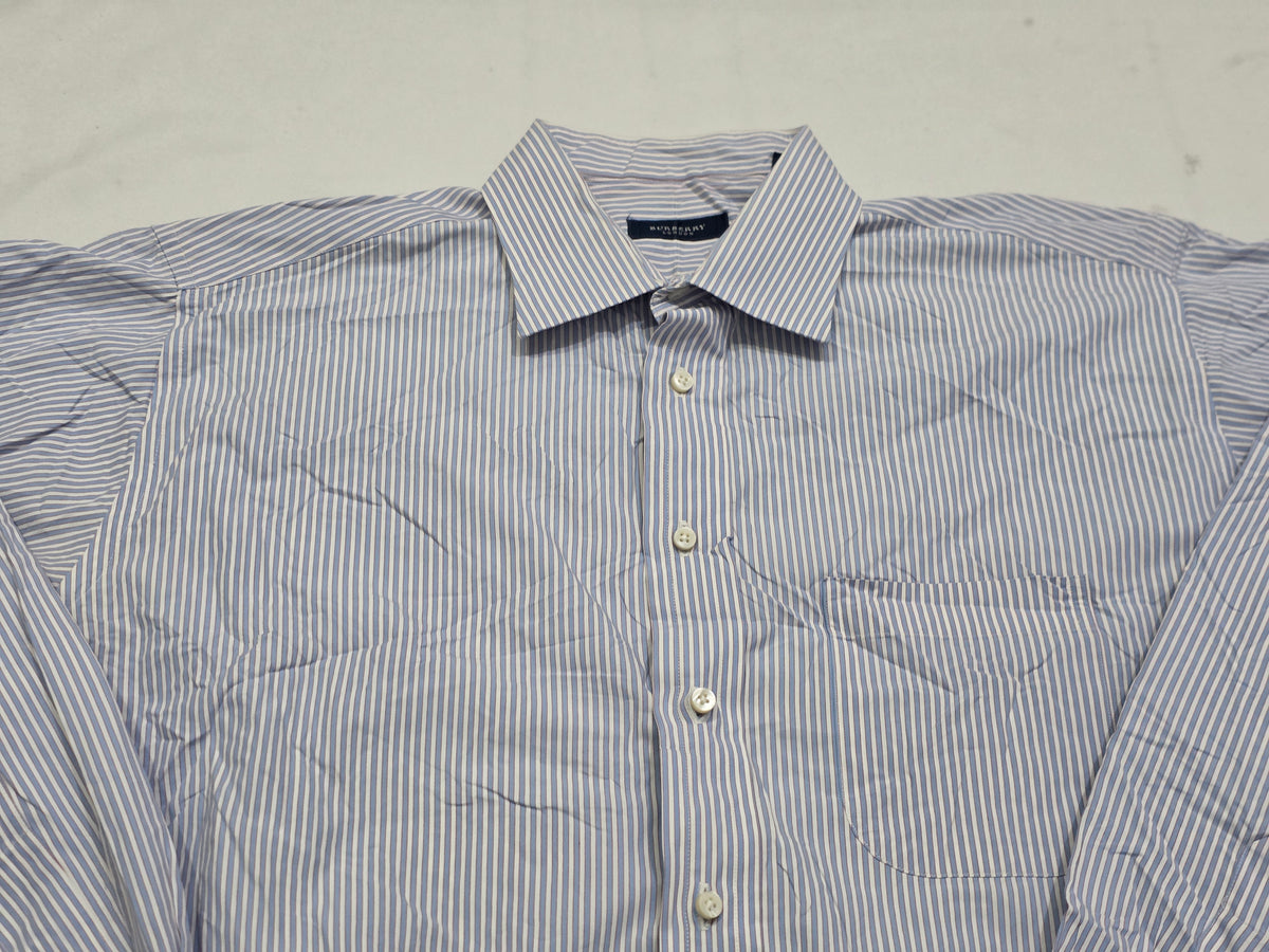 Camisa Burberry Xgrande Xl Azul Y Blanco Lineas