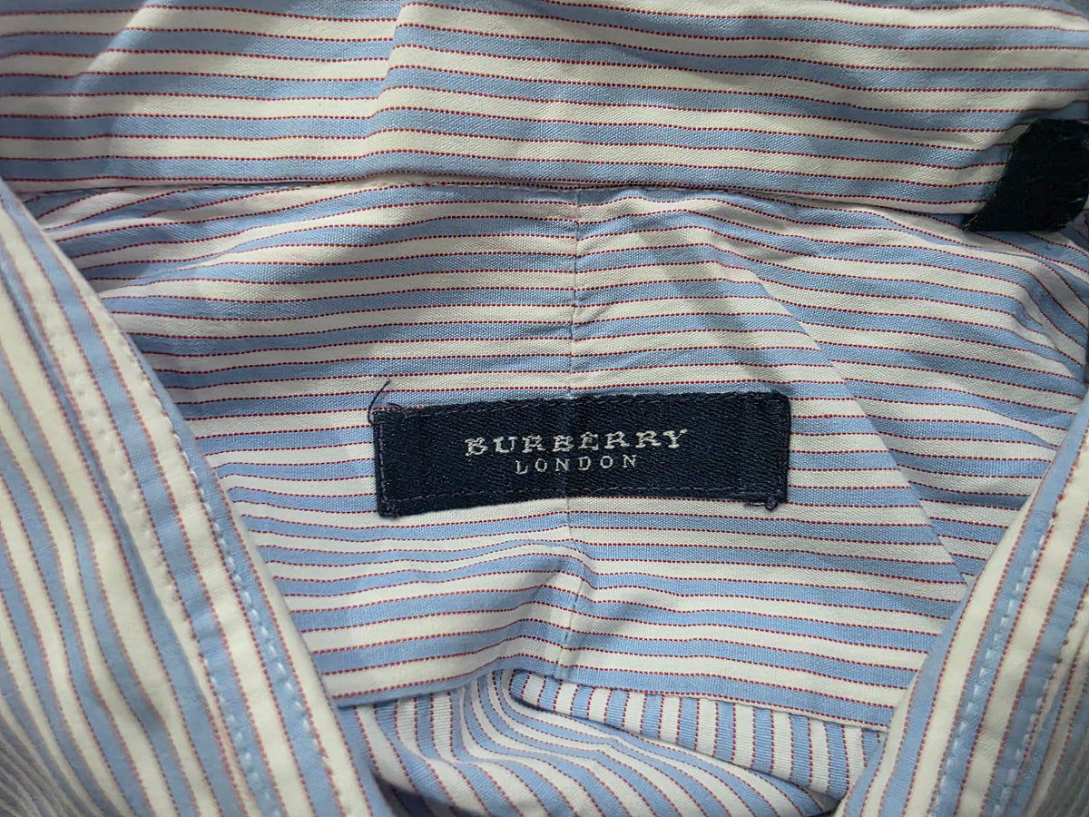Camisa Burberry Xgrande Xl Azul Y Blanco Lineas