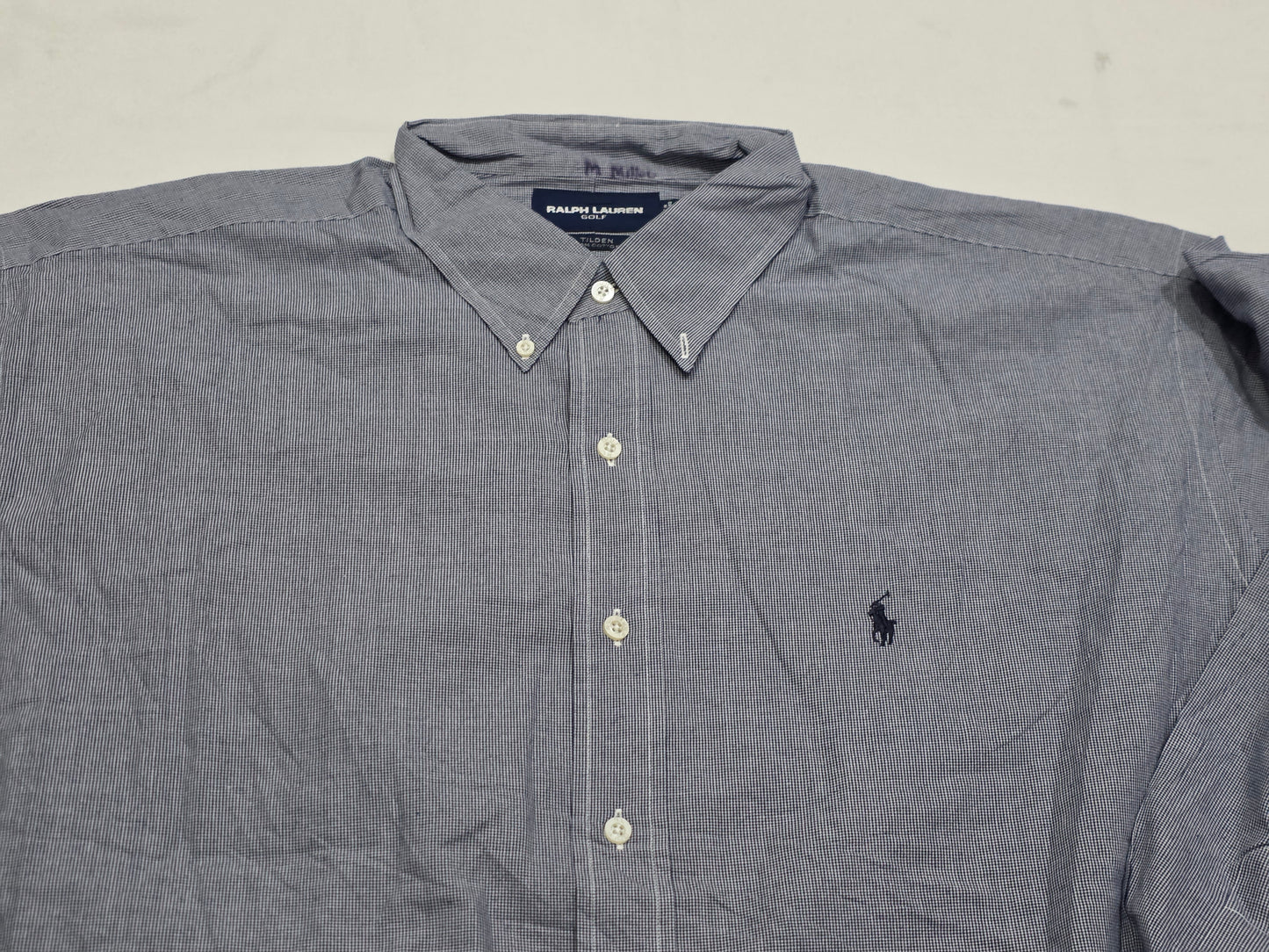 Camisa Ralph Lauren Tilden 2xl Azul Y Blanco Pony Azul