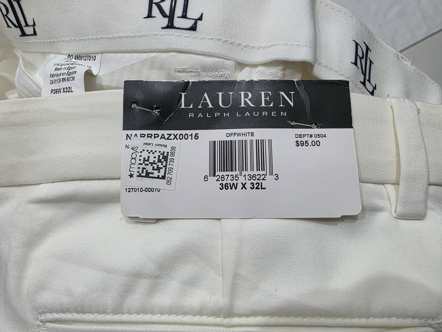 Pantalon Ralph Lauren 36x32 Blanco