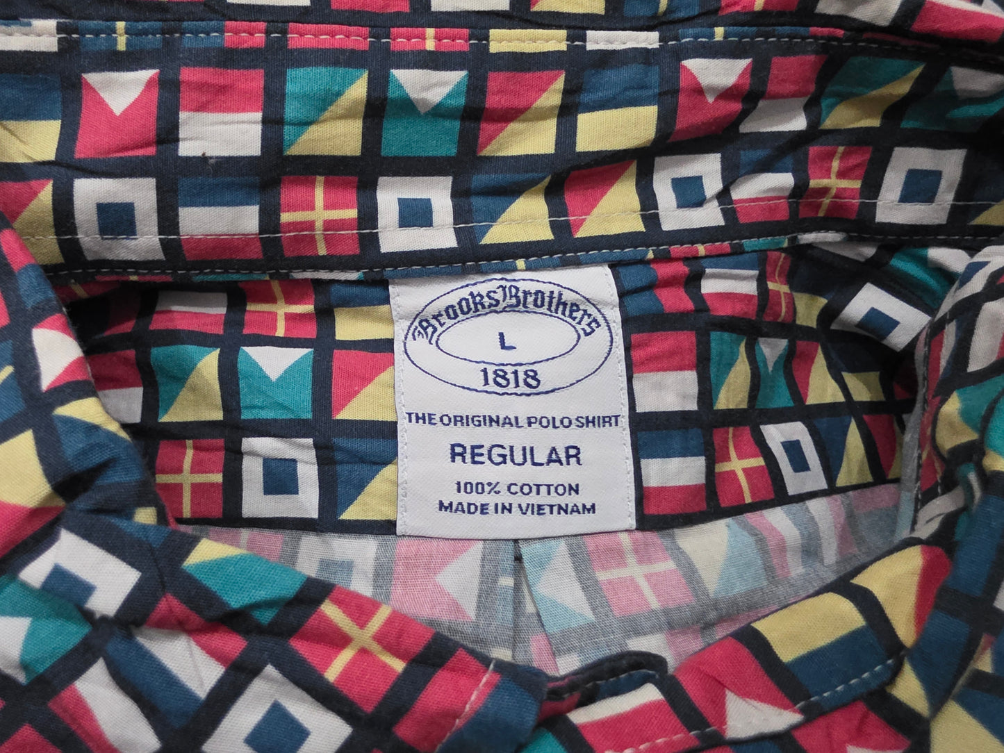 Camisa Brooks Brothers Grande L Banderas Manga Corta