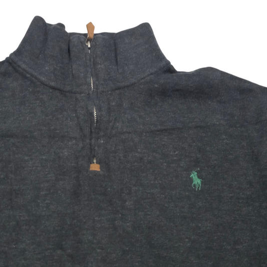 Sueter Ralph Lauren Grande L Gris Oscuro Pony Verde