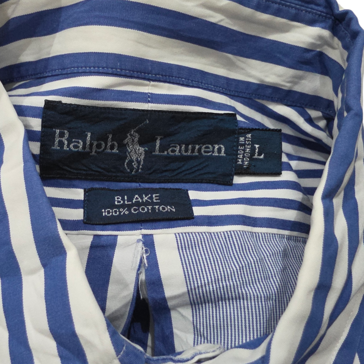 Camisa Ralph Lauren Blake Grande L Lineas Azules Amplia