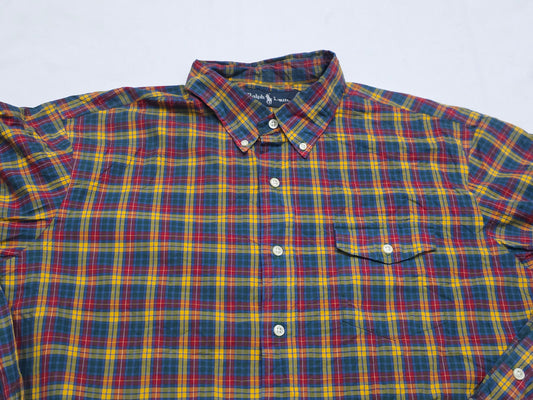 Camisa Ralph Lauren Xgrande Xl Cuadro Amarillo Y Azul