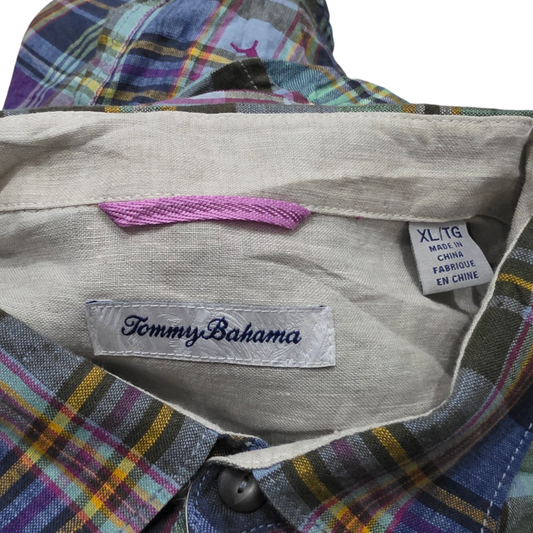 Camisa Tommy Bahama Xgrande Xl Cuadro Verde Y Azul