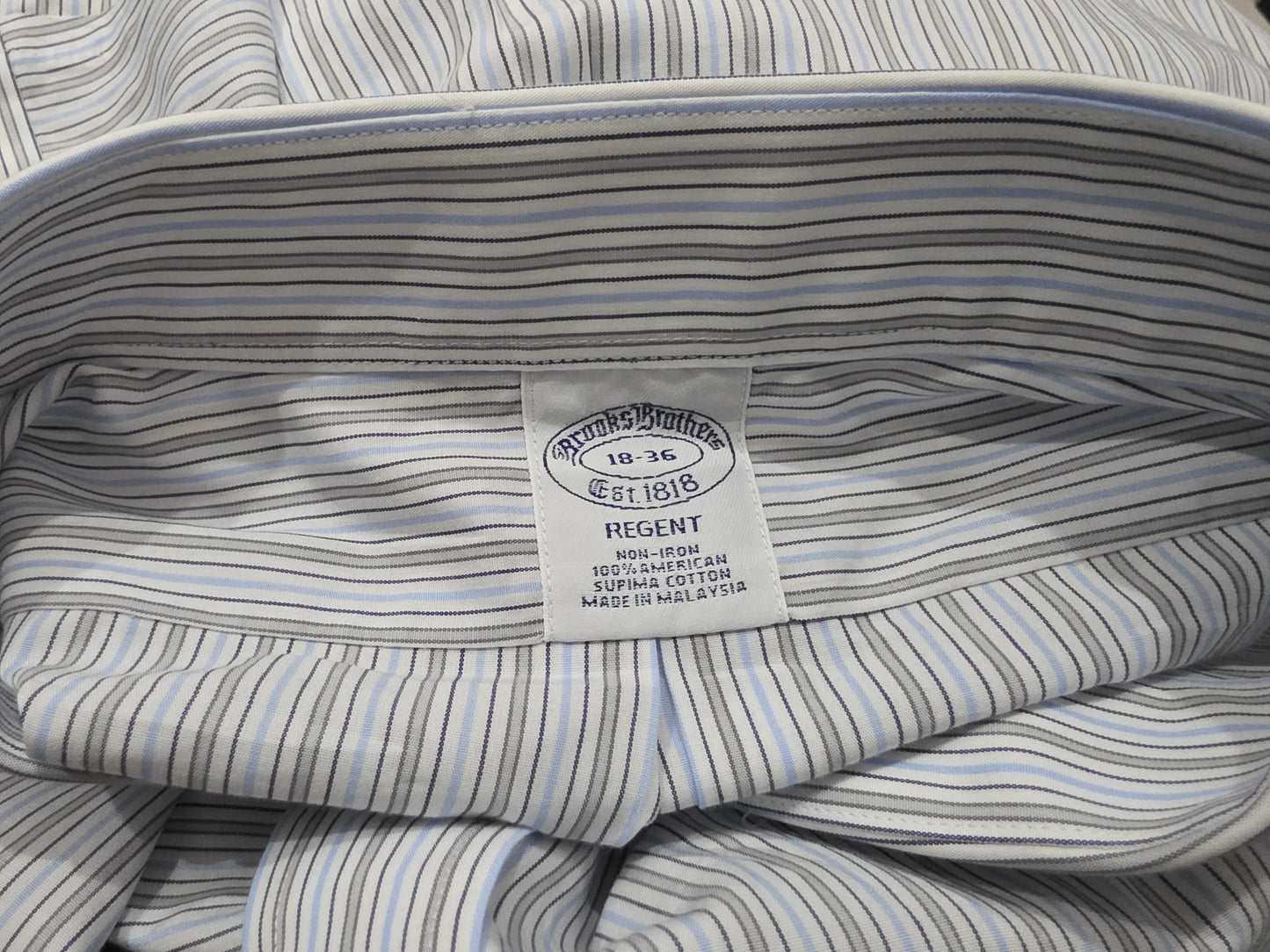 Camisa Brooks Brothers 2xl Linea Azul, Blanco Gris