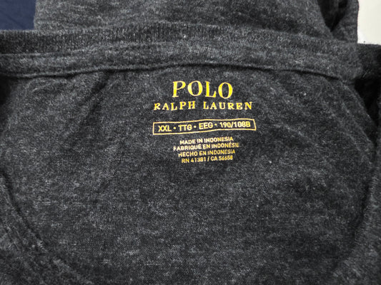 Playera Ralph Lauren 2xl Gris Oscuro Pony Blanco Cuello Redo