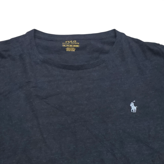 Playera Ralph Lauren 2xl Gris Oscuro Pony Blanco Cuello Redo