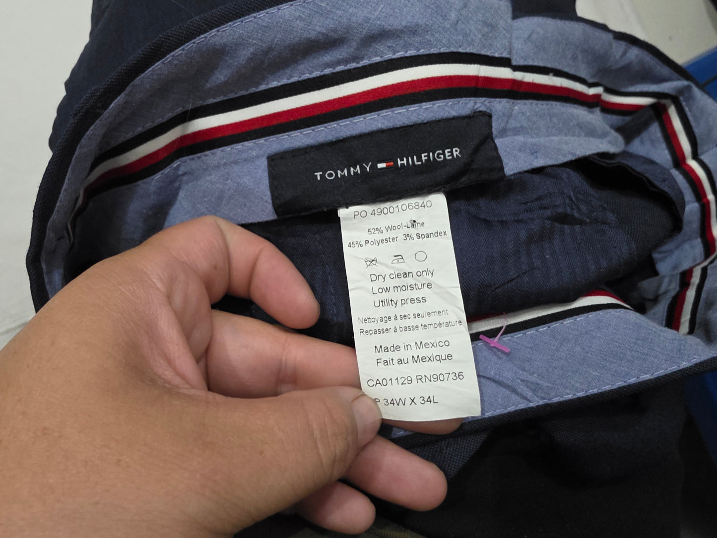 Pantalon Recto Stretch Tommy Hilfiger 34x34 Azul Marino