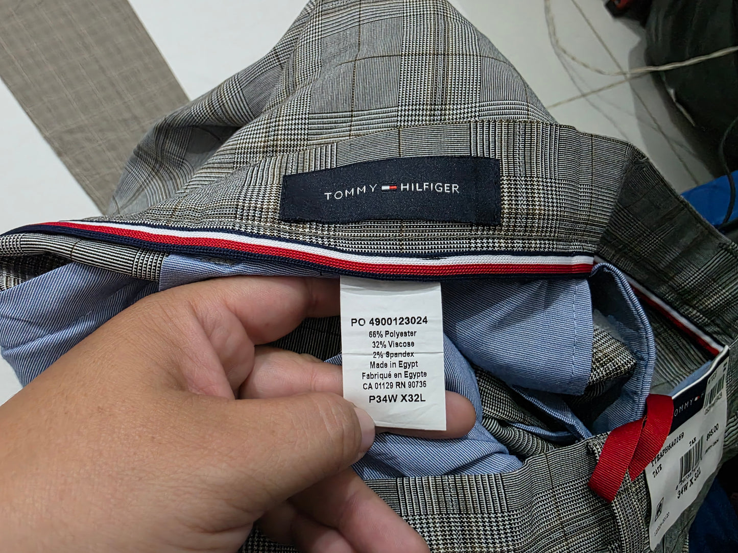Pantalon De Vestir Tommy Hilfiger 34x32 Cuadro Gris (NUEVO)