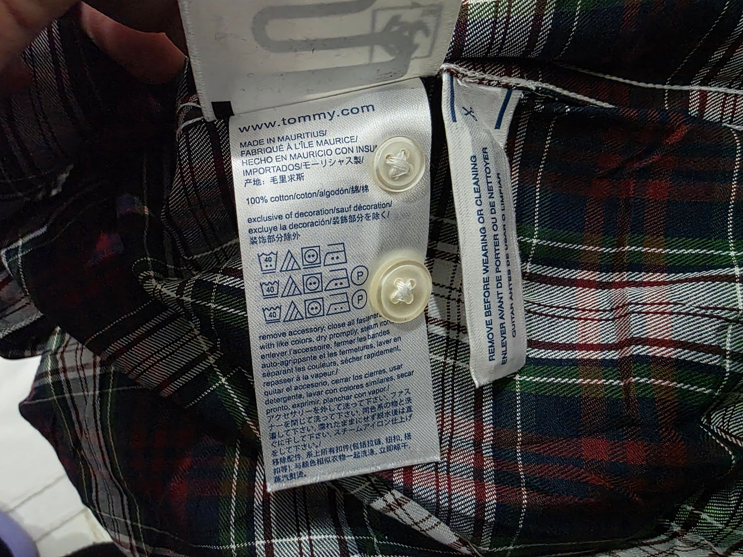 Camisa Tommy Hilfiger Mediana M Cuadro Verde Y Rojo (Usado)