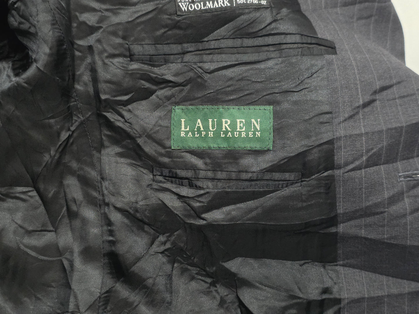 Saco Ralph Lauren Talla 42r Gris Oscuro Lineas (Usado)