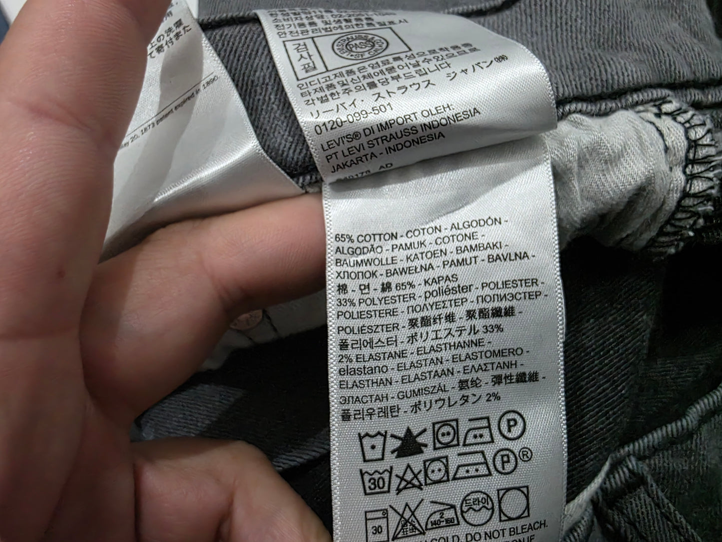 Pantalon Slimfit Levis 511 32x30 Gris Deslavado (Usado)