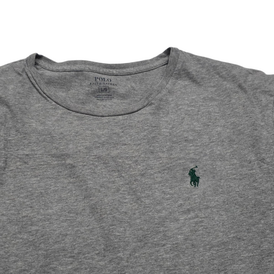 Playera Ralph Lauren Grande L Gris Pony Verde Cuello Redondo (Usado)