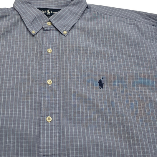 Camisa Ralph Lauren Yarmouth Grande L 16 1/ 36-37 Cuadro Azu (Usado)