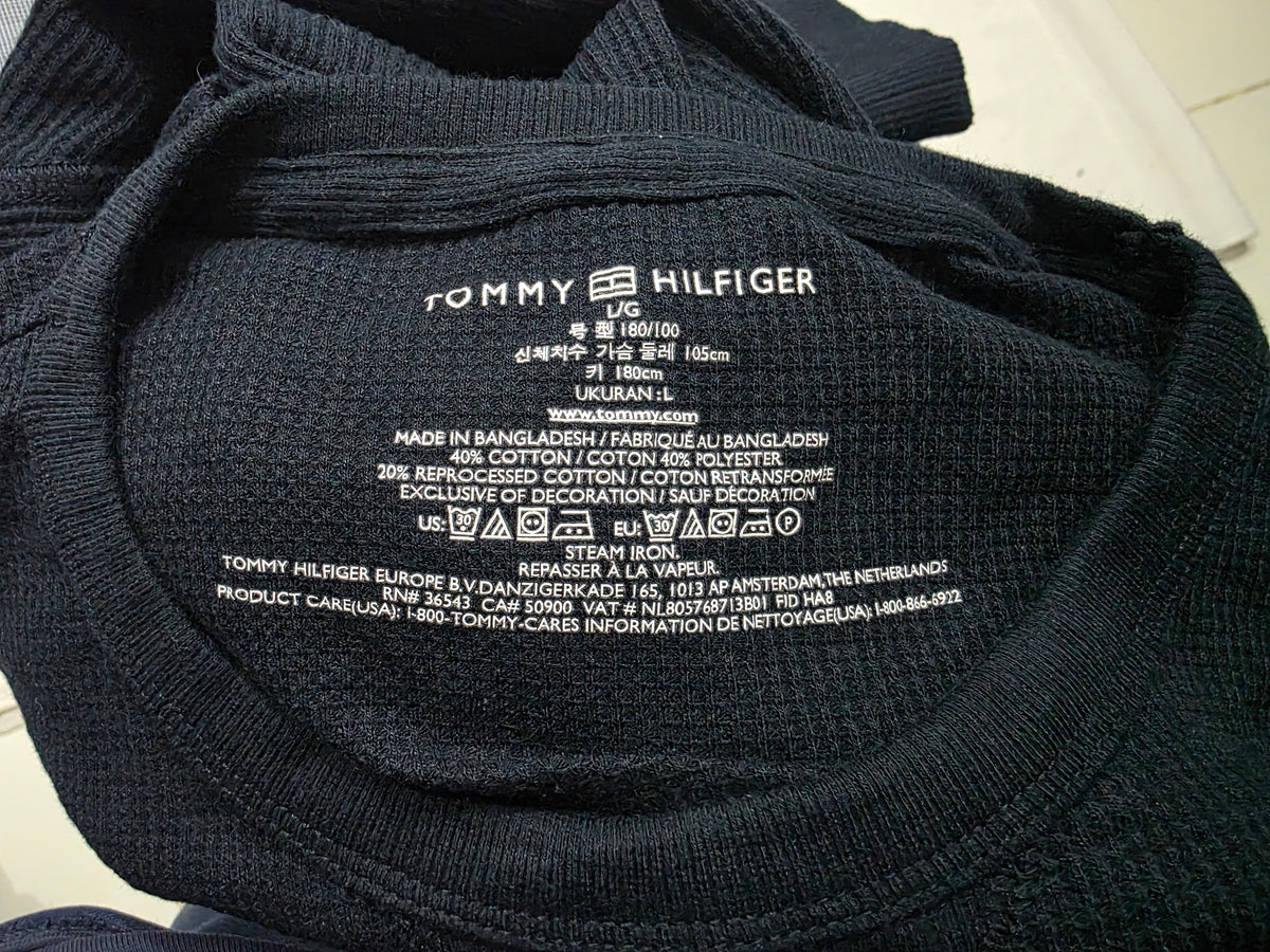Playera Manga Larga Tommy Hilfiger Grande L Azul (Usado)